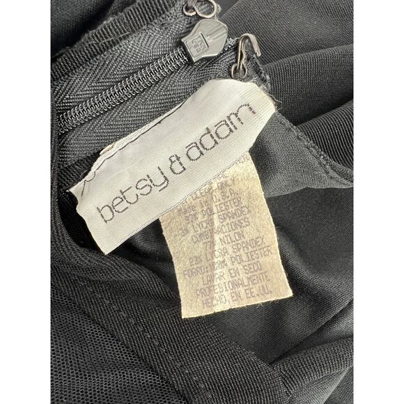 90s Vintage Betsy & Adam Black Sheer Mesh Cut Paneled Gown - Picture 2 of 7